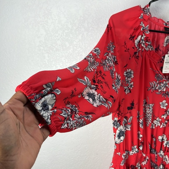 TALBOTS ORANGE ZINNIA/MULTI FIT AND FLARE NWT Petite Sz LP Floral Ruffle Hem - Picture 5 of 8